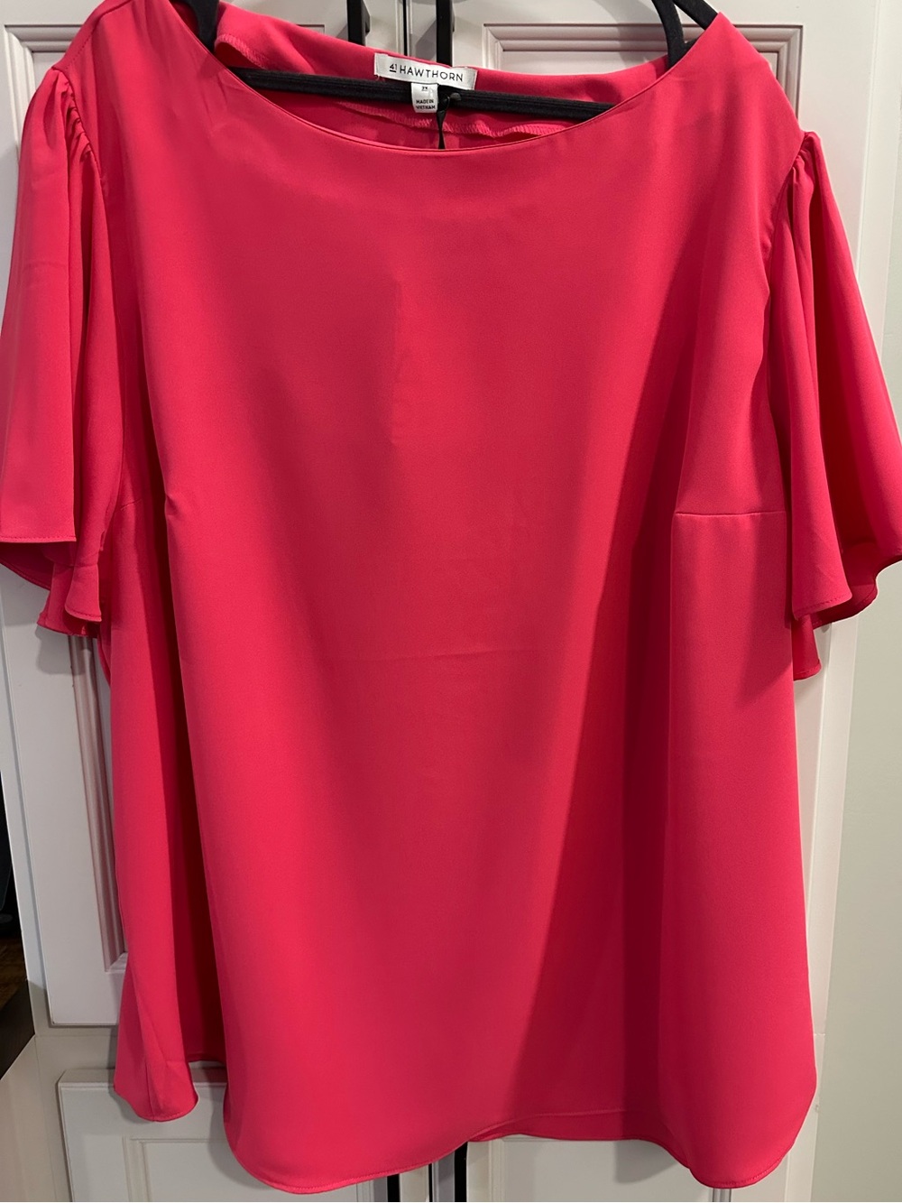 2X New with Tags: 41 Hawthorn Flutter Sleeve Blouse in Bright Pink
